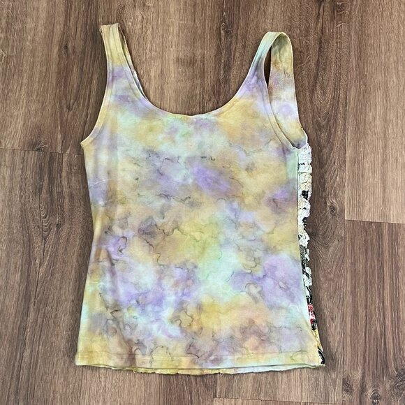 Mezon Textured Floral Ribbon Unique Artsy Y2K Tank Top Sz S - Picture 8 of 11